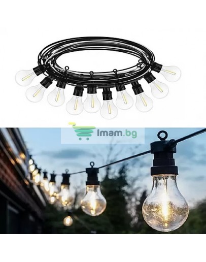 Градински гирлянд с 10 LED крушки